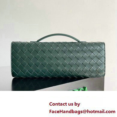 Bottega Veneta Long Clutch Andiamo With Handle Intrecciato leather bag Emerald green with metallic knot closure 2024