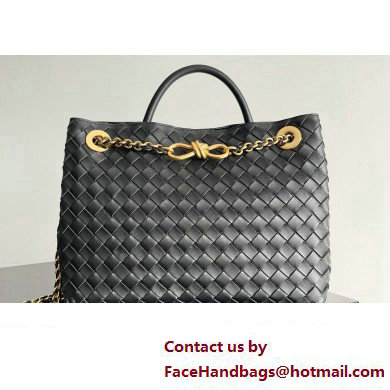 Bottega Veneta Medium Andiamo Intrecciato leather top handle Bag Black With Chain 2024