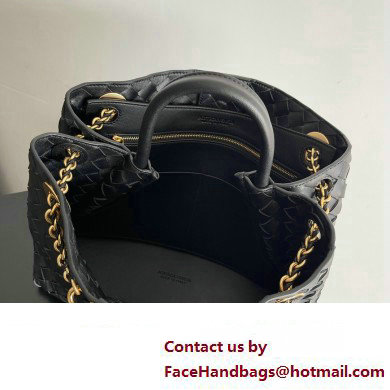 Bottega Veneta Medium Andiamo Intrecciato leather top handle Bag Black With Chain 2024