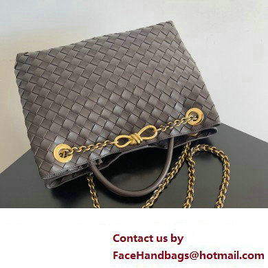 Bottega Veneta Medium Andiamo Intrecciato leather top handle Bag FONDANT With Chain 2024