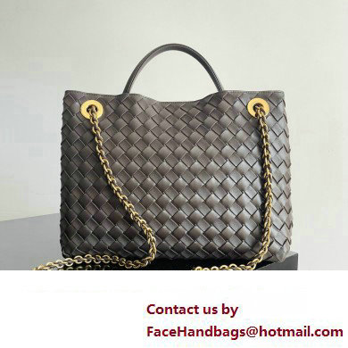 Bottega Veneta Medium Andiamo Intrecciato leather top handle Bag FONDANT With Chain 2024