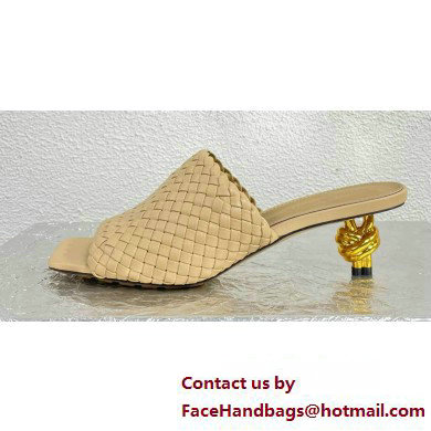 Bottega Veneta Mid Heel 4.5cm Intreccio Leather Knot Mules Nude 2024 - Click Image to Close