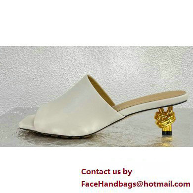 Bottega Veneta Mid Heel 4.5cm Leather Knot Mules White 2024 - Click Image to Close