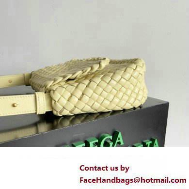 Bottega Veneta Mini Cobble Shoulder Bag in padded Intreccio leather pale yellow 2024