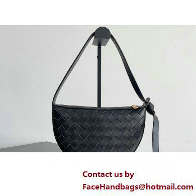 Bottega Veneta Mini Sunrise Intrecciato leather shoulder bag Black with knot 2024 - Click Image to Close