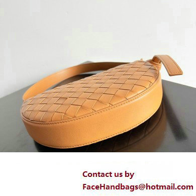 Bottega Veneta Mini Sunrise Intrecciato leather shoulder bag Cognac with knot 2024