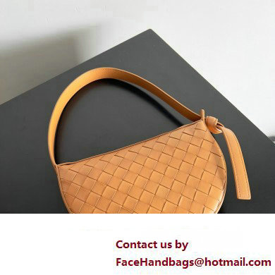 Bottega Veneta Mini Sunrise Intrecciato leather shoulder bag Cognac with knot 2024