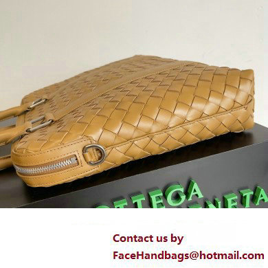 Bottega Veneta Slim Intrecciato Briefcase Bag Brown