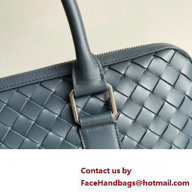 Bottega Veneta Slim Intrecciato Briefcase Bag Navy Blue