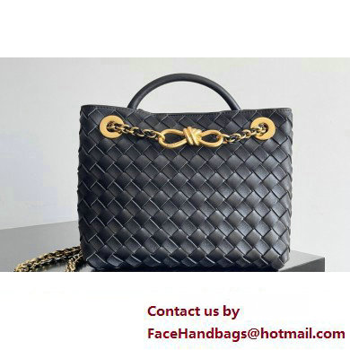 Bottega Veneta Small Andiamo Intrecciato leather top handle Bag Black With Chain 2024 - Click Image to Close