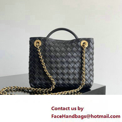 Bottega Veneta Small Andiamo Intrecciato leather top handle Bag Black With Chain 2024