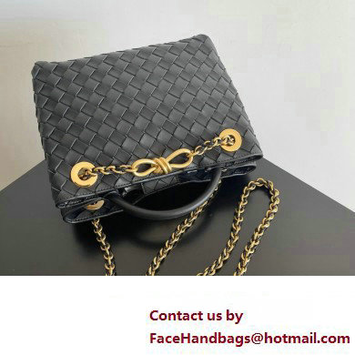 Bottega Veneta Small Andiamo Intrecciato leather top handle Bag Black With Chain 2024