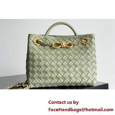 Bottega Veneta Small Andiamo Intrecciato leather top handle Bag TRAVERTINE With Chain 2024