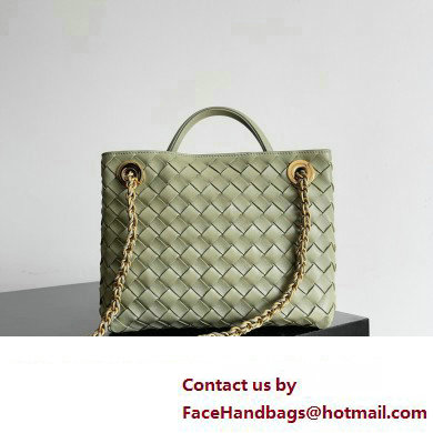 Bottega Veneta Small Andiamo Intrecciato leather top handle Bag TRAVERTINE With Chain 2024