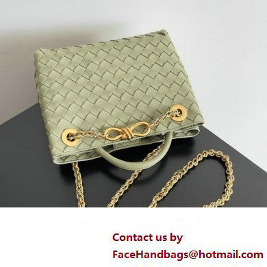 Bottega Veneta Small Andiamo Intrecciato leather top handle Bag TRAVERTINE With Chain 2024