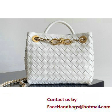 Bottega Veneta Small Andiamo Intrecciato leather top handle Bag White With Chain 2024