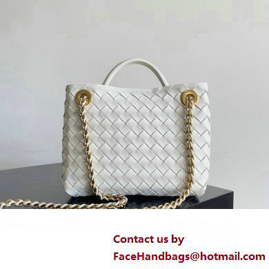 Bottega Veneta Small Andiamo Intrecciato leather top handle Bag White With Chain 2024