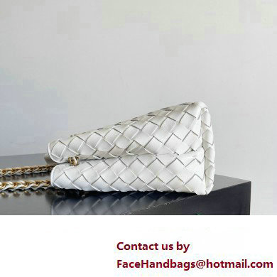 Bottega Veneta Small Andiamo Intrecciato leather top handle Bag White With Chain 2024