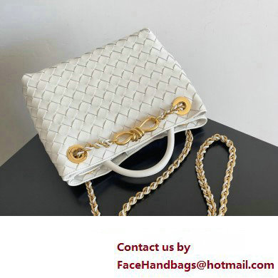 Bottega Veneta Small Andiamo Intrecciato leather top handle Bag White With Chain 2024