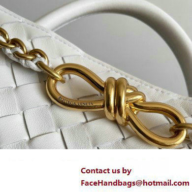 Bottega Veneta Small Andiamo Intrecciato leather top handle Bag White With Chain 2024