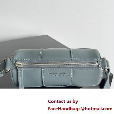 Bottega Veneta Small Canette Intreccio leather cross-body Bag Gray Blue