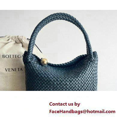 Bottega Veneta Tosca Small Intreccio leather Shoulder Bag Navy Blue/Gold 2024 - Click Image to Close