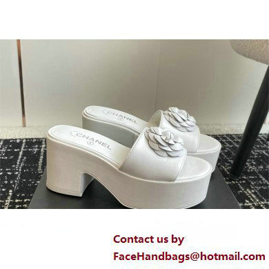 CHANEL Flower Patterns Open Toe Platform mules white 2024