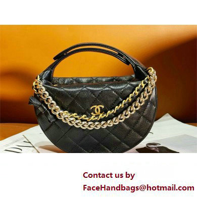 CHANEL HOOP TOP HANDLE BAG IN GRAINED LEATHER BLACK 2024