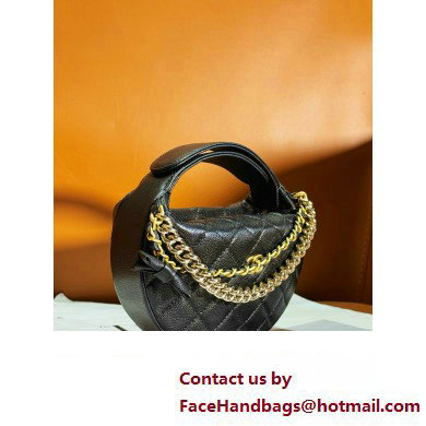 CHANEL HOOP TOP HANDLE BAG IN GRAINED LEATHER BLACK 2024