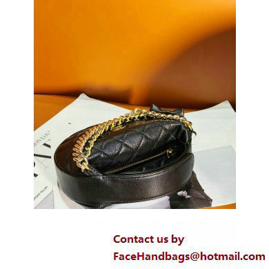 CHANEL HOOP TOP HANDLE BAG IN GRAINED LEATHER BLACK 2024