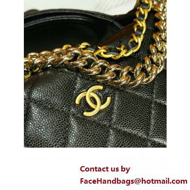 CHANEL HOOP TOP HANDLE BAG IN GRAINED LEATHER BLACK 2024