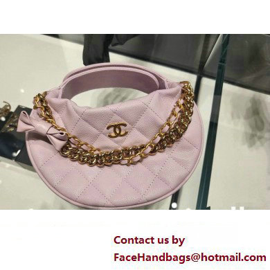 CHANEL HOOP TOP HANDLE BAG IN GRAINED LEATHER PINK 2024 - Click Image to Close