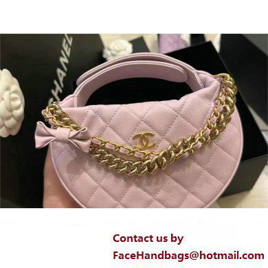 CHANEL HOOP TOP HANDLE BAG IN GRAINED LEATHER PINK 2024