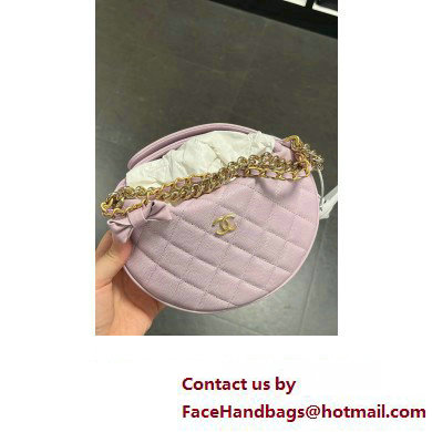 CHANEL HOOP TOP HANDLE BAG IN GRAINED LEATHER PINK 2024