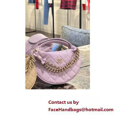 CHANEL HOOP TOP HANDLE BAG IN GRAINED LEATHER PINK 2024