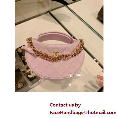 CHANEL HOOP TOP HANDLE BAG IN GRAINED LEATHER PINK 2024