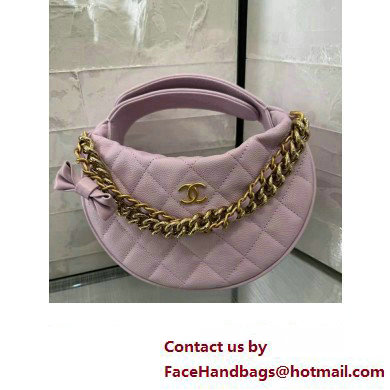 CHANEL HOOP TOP HANDLE BAG IN GRAINED LEATHER PINK 2024