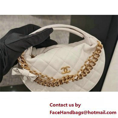 CHANEL HOOP TOP HANDLE BAG IN GRAINED LEATHER WHITE 2024