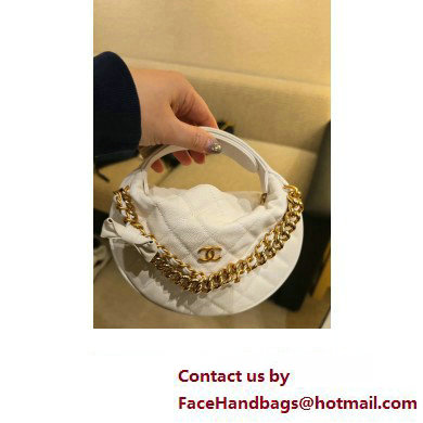 CHANEL HOOP TOP HANDLE BAG IN GRAINED LEATHER WHITE 2024