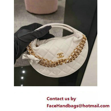 CHANEL HOOP TOP HANDLE BAG IN GRAINED LEATHER WHITE 2024