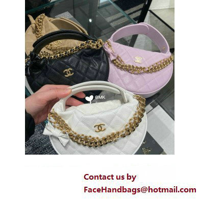 CHANEL HOOP TOP HANDLE BAG IN GRAINED LEATHER WHITE 2024