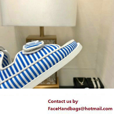 CHANEL Stripes Casual Style Party Style Footbed Sandals blue 2024