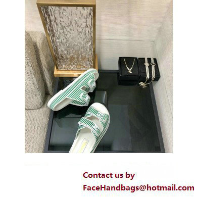 CHANEL Stripes Casual Style Party Style Footbed Sandals green 2024 - Click Image to Close