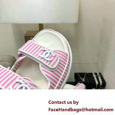 CHANEL Stripes Casual Style Party Style Footbed Sandals pink 2024