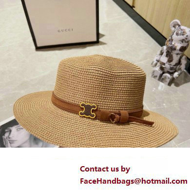 Celinepanama hat in straw Natural / Chestnut 2024 - Click Image to Close