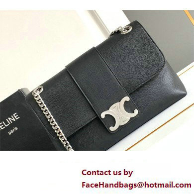 Celine Medium Victoire Bag in SUPPLE CALFSKIN Black/SILVER 2024