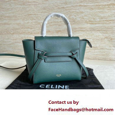 Celine mini belt pico Bag in grained calfskin Amazone with black piping 2024