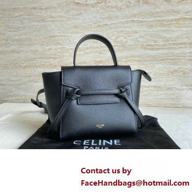 Celine mini belt pico Bag in grained calfskin black 2024