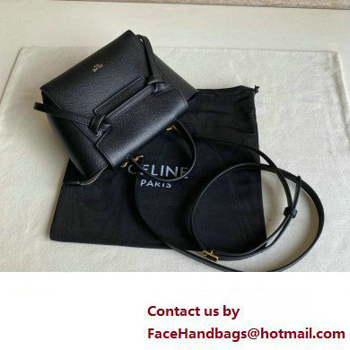 Celine mini belt pico Bag in grained calfskin black 2024