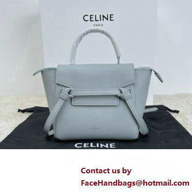 Celine mini belt pico Bag in grained calfskin bleu lin 2024